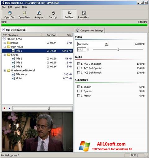 لقطة شاشة DVD Shrink لنظام التشغيل Windows 10