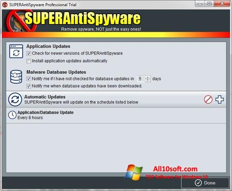 لقطة شاشة SUPERAntiSpyware لنظام التشغيل Windows 10