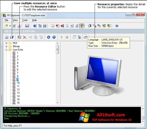 لقطة شاشة PE Explorer لنظام التشغيل Windows 10