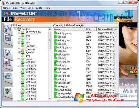 لقطة شاشة PC Inspector File Recovery لنظام التشغيل Windows 10