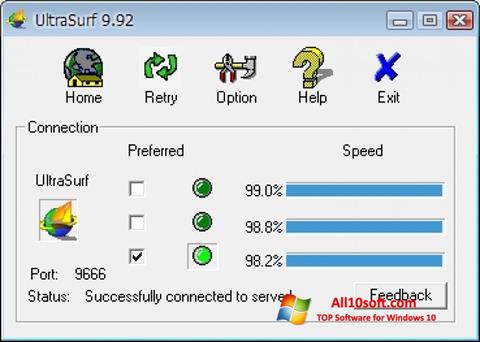 لقطة شاشة UltraSurf لنظام التشغيل Windows 10