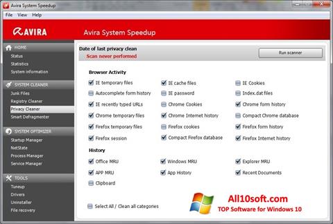 لقطة شاشة Avira System Speedup لنظام التشغيل Windows 10