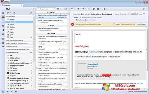 لقطة شاشة Opera Mail لنظام التشغيل Windows 10