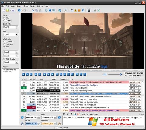 لقطة شاشة Subtitle Workshop لنظام التشغيل Windows 10