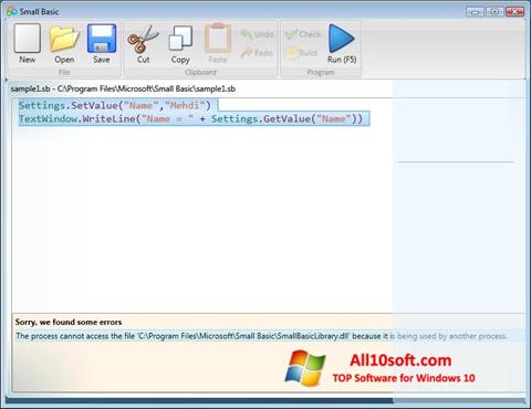 لقطة شاشة Small Basic لنظام التشغيل Windows 10