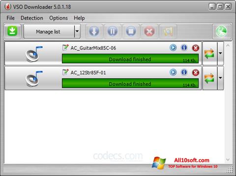 لقطة شاشة VSO Downloader لنظام التشغيل Windows 10
