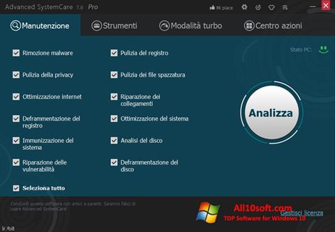 لقطة شاشة Advanced SystemCare Pro لنظام التشغيل Windows 10