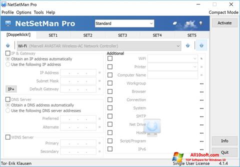 لقطة شاشة NetSetMan لنظام التشغيل Windows 10