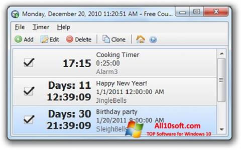 لقطة شاشة Free Countdown Timer لنظام التشغيل Windows 10
