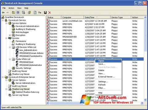 لقطة شاشة DeviceLock لنظام التشغيل Windows 10