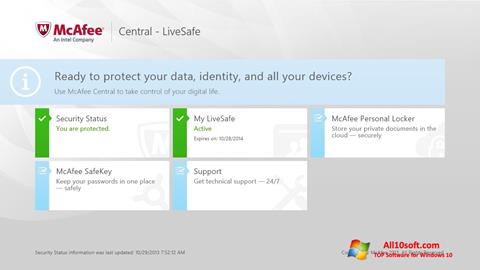 لقطة شاشة McAfee LiveSafe لنظام التشغيل Windows 10