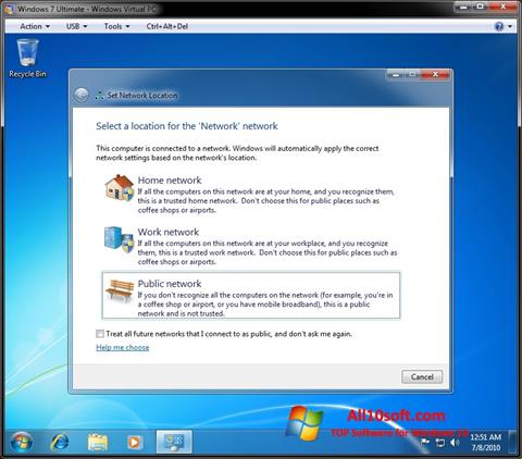 لقطة شاشة Windows Virtual PC لنظام التشغيل Windows 10