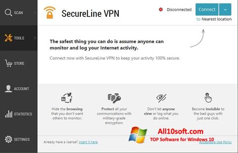 لقطة شاشة Avast SecureLine VPN لنظام التشغيل Windows 10