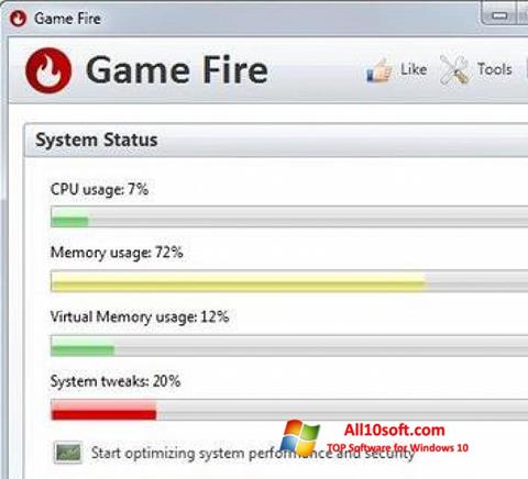 لقطة شاشة Game Fire لنظام التشغيل Windows 10