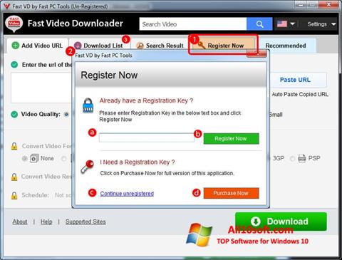 لقطة شاشة Fast Video Downloader لنظام التشغيل Windows 10