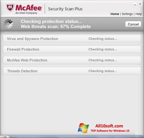 لقطة شاشة McAfee Security Scan Plus لنظام التشغيل Windows 10