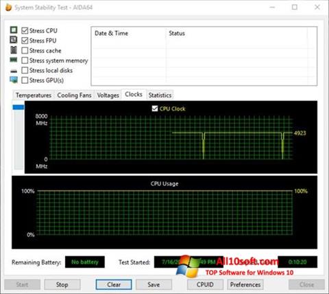 لقطة شاشة CPU Stability Test لنظام التشغيل Windows 10