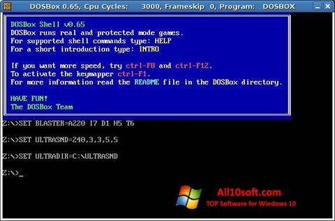 لقطة شاشة DOSBox لنظام التشغيل Windows 10
