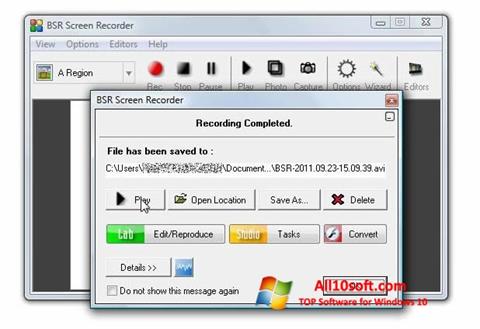 لقطة شاشة BSR Screen Recorder لنظام التشغيل Windows 10