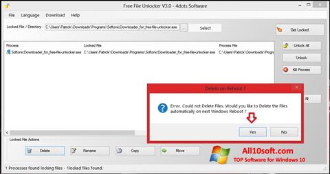 لقطة شاشة Free File Unlocker لنظام التشغيل Windows 10