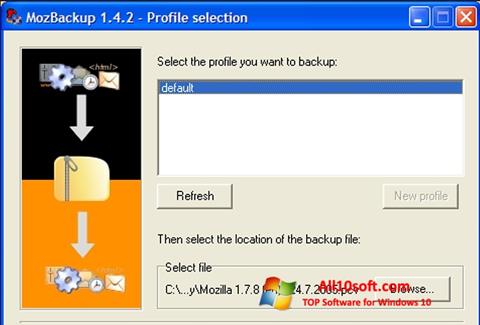 لقطة شاشة MozBackup لنظام التشغيل Windows 10