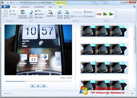 لقطة شاشة Windows Live Movie Maker لنظام التشغيل Windows 10