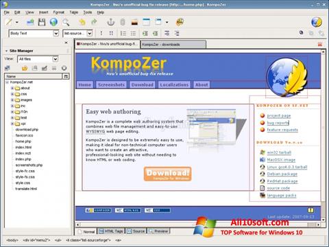 لقطة شاشة KompoZer لنظام التشغيل Windows 10