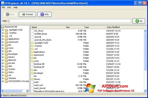 لقطة شاشة HFSExplorer لنظام التشغيل Windows 10