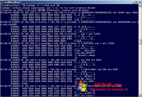 لقطة شاشة TCPDUMP لنظام التشغيل Windows 10