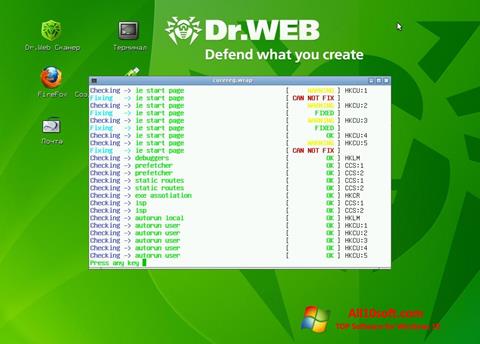 لقطة شاشة Dr.Web LiveCD لنظام التشغيل Windows 10