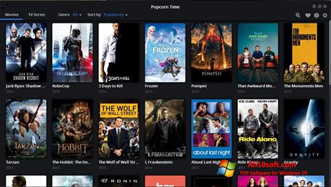 لقطة شاشة Popcorn Time لنظام التشغيل Windows 10