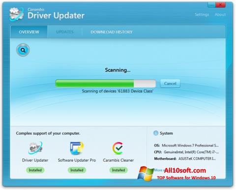 لقطة شاشة Carambis Driver Updater لنظام التشغيل Windows 10