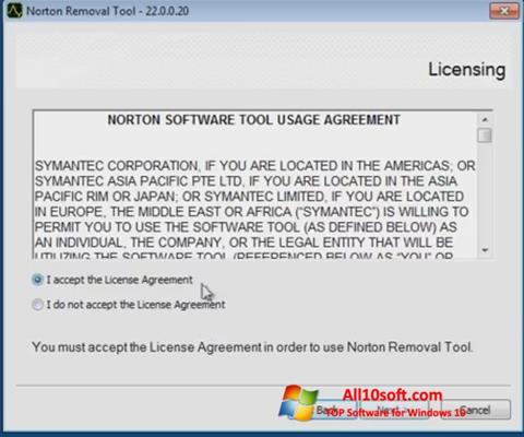 لقطة شاشة Norton Removal Tool لنظام التشغيل Windows 10
