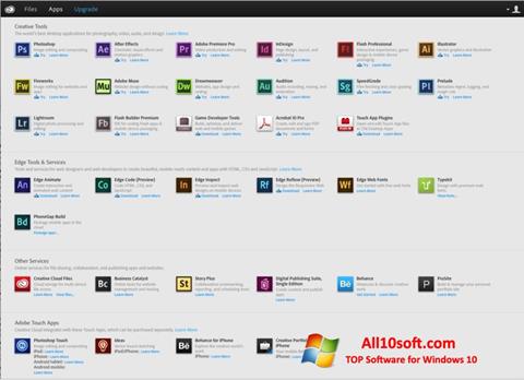 لقطة شاشة Adobe Creative Cloud لنظام التشغيل Windows 10