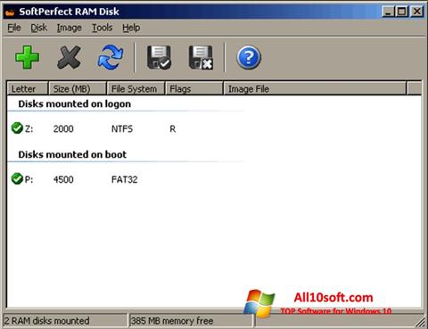 لقطة شاشة SoftPerfect RAM Disk لنظام التشغيل Windows 10