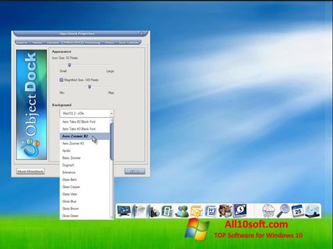 لقطة شاشة ObjectDock لنظام التشغيل Windows 10