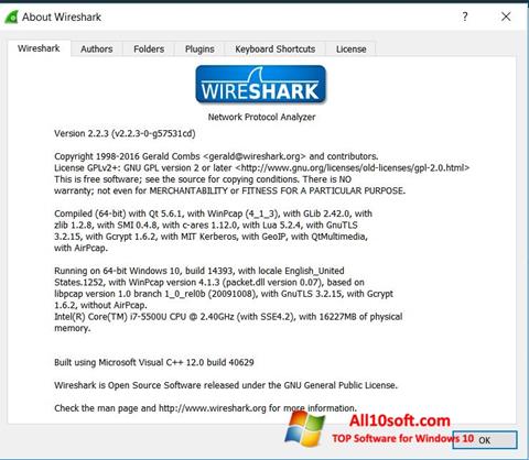 لقطة شاشة Wireshark لنظام التشغيل Windows 10