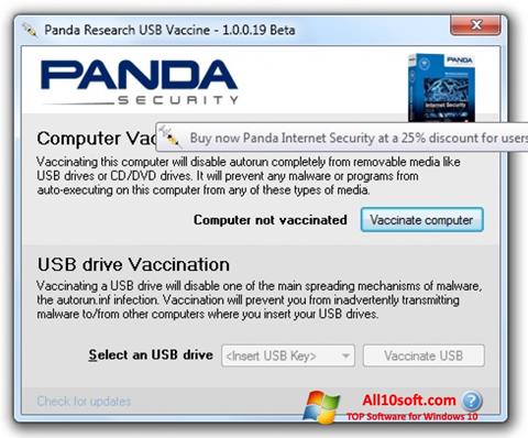 لقطة شاشة Panda USB Vaccine لنظام التشغيل Windows 10