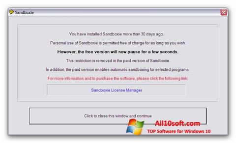 لقطة شاشة Sandboxie لنظام التشغيل Windows 10