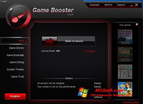 لقطة شاشة Game Booster لنظام التشغيل Windows 10
